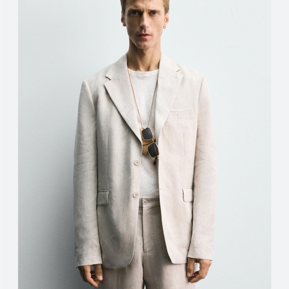 Zara Man NWT 100% linen suit blazer 4299/333